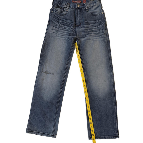 Chams Jeans Girls Size 14 Skinny Slim 506 Distressed Y2K Embroidered Pockets Hit - Picture 7 of 9